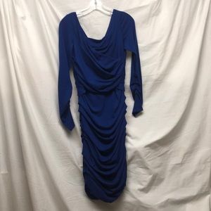 Teri Jon wool with  polyester lining ruched dress